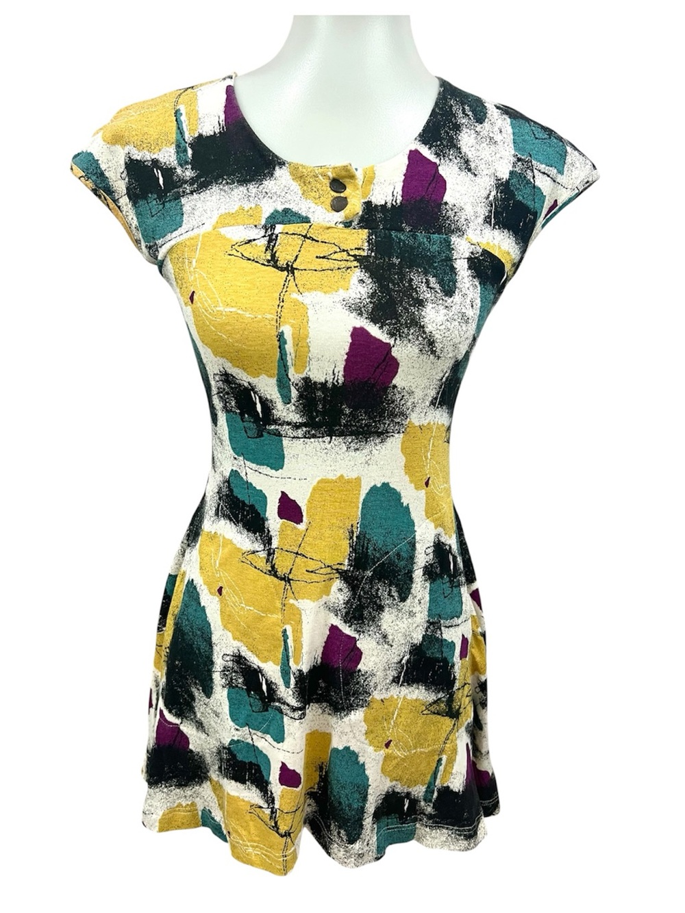 Effie’s Heart Anthropologie Retro Mod Artist Sketch Paint Splatter Mini Dress